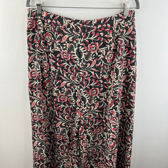 ASOS Womens Black Pink Print Super High Rise Wide Leg Trousers Pants Size 12 - Picture 4 of 8